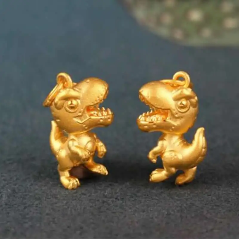 New 24K Yellow Gold Pendant Children 999 Gold Dragon Necklace Pendant 1pcs