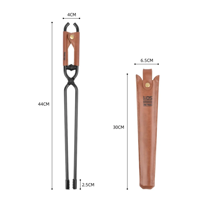 Imagem -06 - Aço Carbono Punho Longo Pinças Pinças de Fogo ao ar Livre Lareira Alicates de Lixo Pinças de Carvão de Piquenique Clipe de Madeira