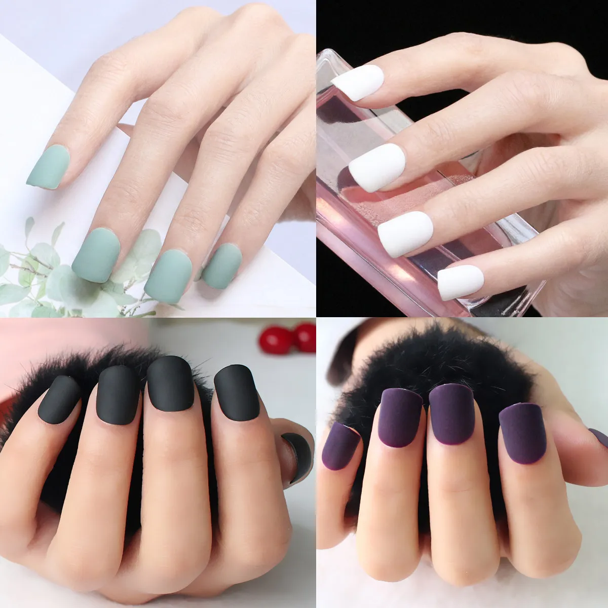 

96 шт. матовых накладных ногтей с полным покрытием, короткие квадратные искусственные ногти для профессионального использования в салонах и дома, цвет нефритовый синий