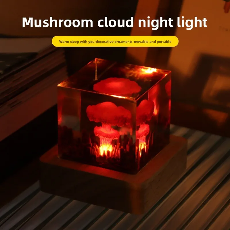 Resin Ornament Small Night Light Oppenheimer Atomic Bomb Explosion Mushroom Cloud Creative Crystal Epoxy Resin Crafts