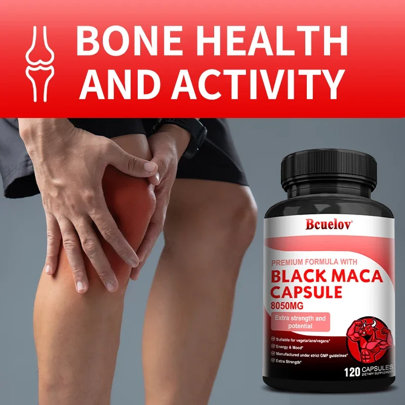 Bcuelov Organic Black Maca Root 8050 Mg, Supports Muscle Mass, Strength, Endurance, Athletic Performance