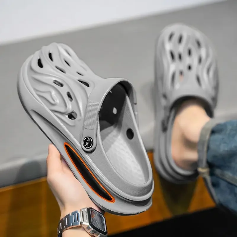 

Мужские тапочки с отверстиями на платформе, мягкие сабо, оригинальный стиль 2029, Eva для взрослых, Y2k Mascullino, летняя распродажа, повседневная мужская обувь