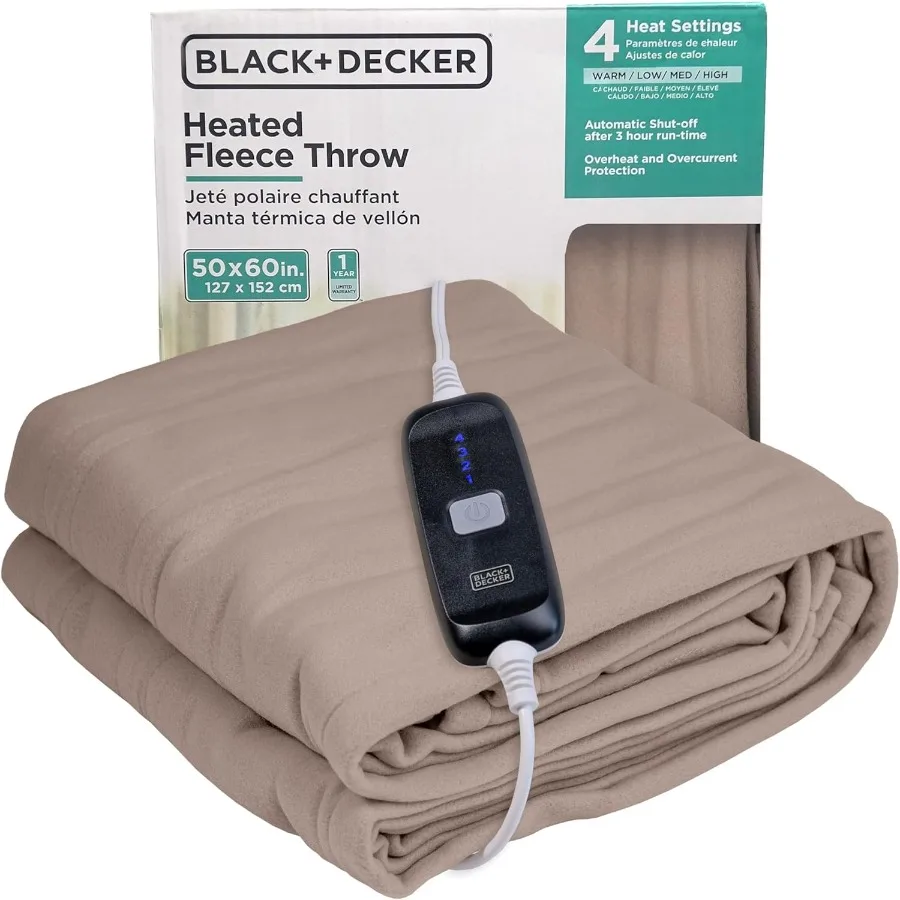 

Heated Blanket Electric Throw Fleece Electric Blanket Heating Blanket with 4 Heating Levels 3H Timer Auto Shutoff Fast Heating