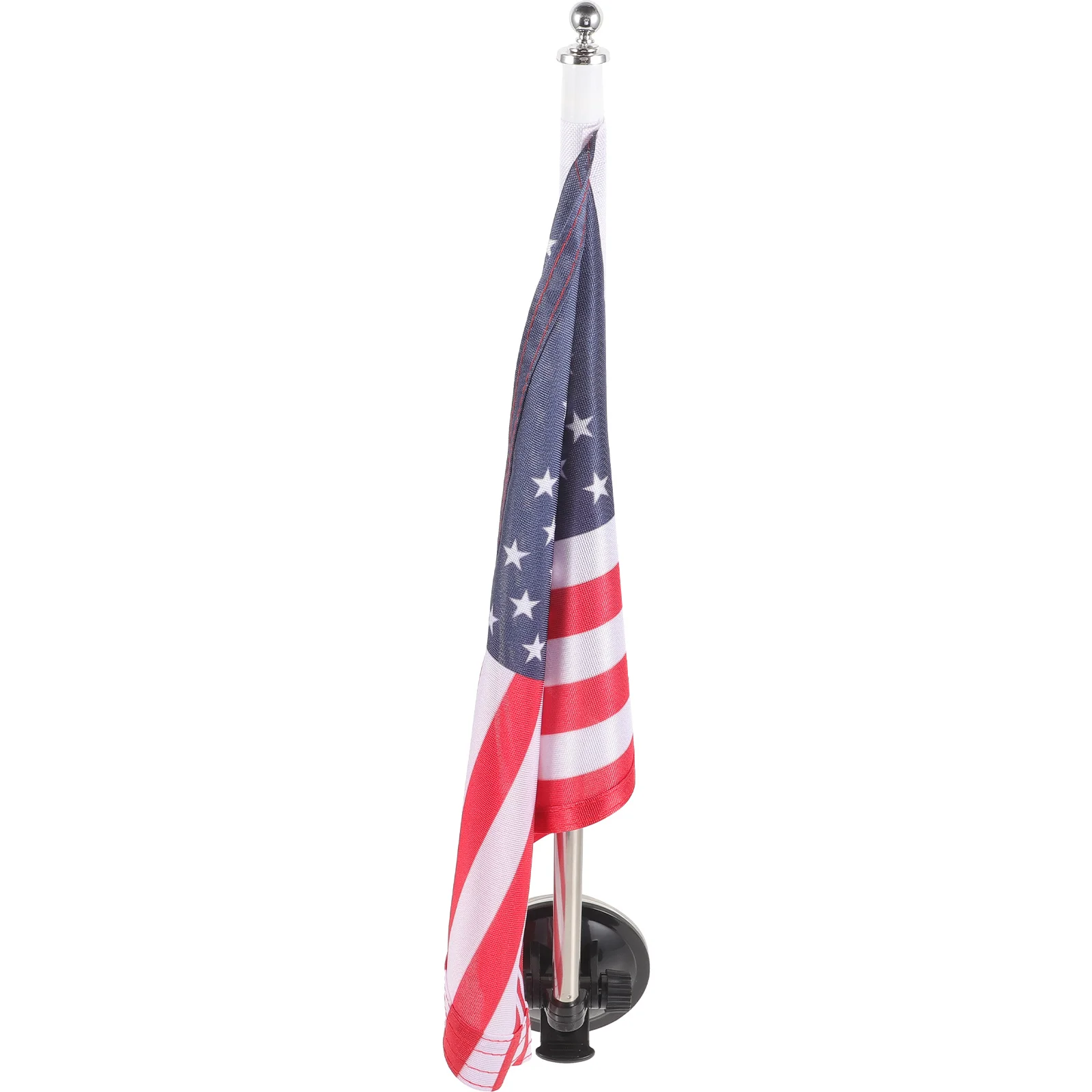 American Car Parade Flagpole Base Suction Cup Telescopic Exterior with ( + Flag) Sign Holder Metal Bracket Stand