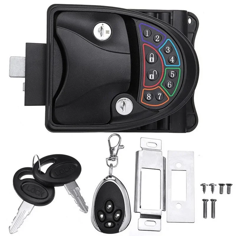 For Smart RV Lock Electronic Door Lock with Key Password Remote Control Car Camp Door Button Security Access System