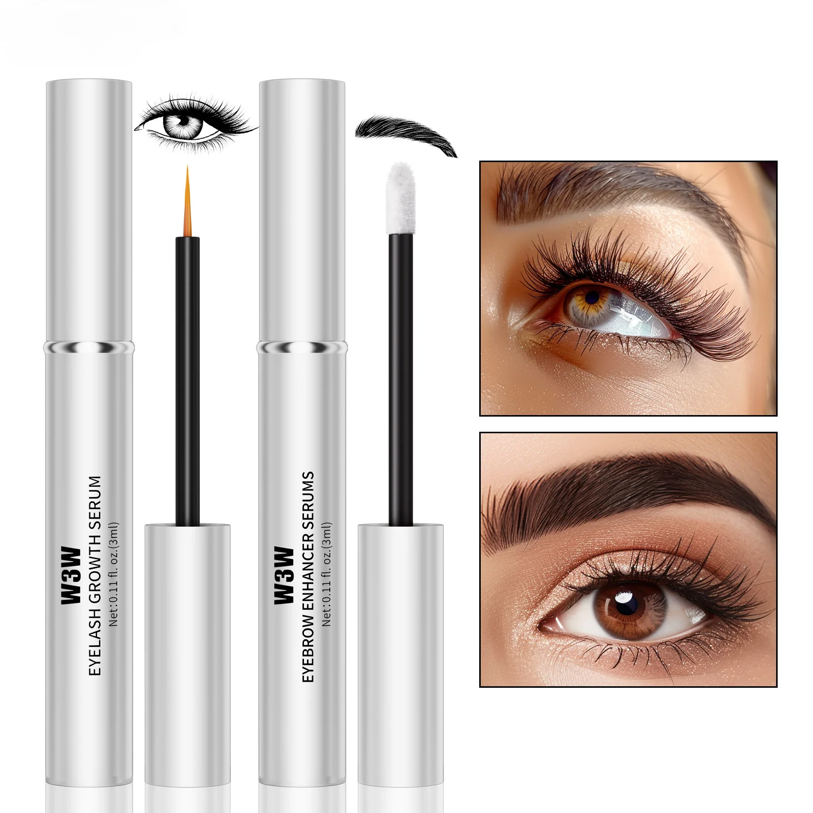 2Pcs Eyelash Brow Serum Set Nourish Moisturize Lashes Care Products 2-in-1 Combination Set