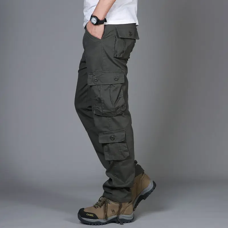 2024 Spring New Cargo Pants Men Multi Pockets Casual Cotton Pants Camouflage Track Baggy Long Trousers Mens Pantalon Homme