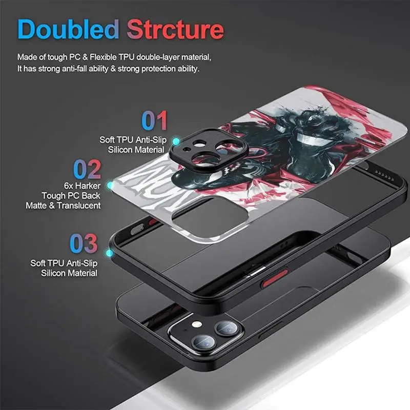 Marvel Venom Spider Man Matte Phone Case For Xiaomi Poco X3 NFC X4 X5 Pro M5 M5s Cover for Mi 11 12 13 for Redmi 13C Note 13 Pro