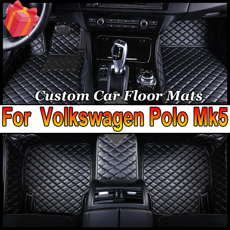 Car Floor Mats For Volkswagen Polo Mk5 6R 61 6C 2010~2017 2011 Auto Carpets Rugs Panel Pad Premium Custom Foot Pads Accessories