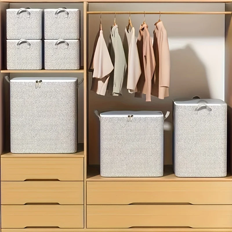 Storage Box with Lid Three Dimensional Organizer Foldable Large Capacity Blanket Quilt Storage Box Home Closet Organizer