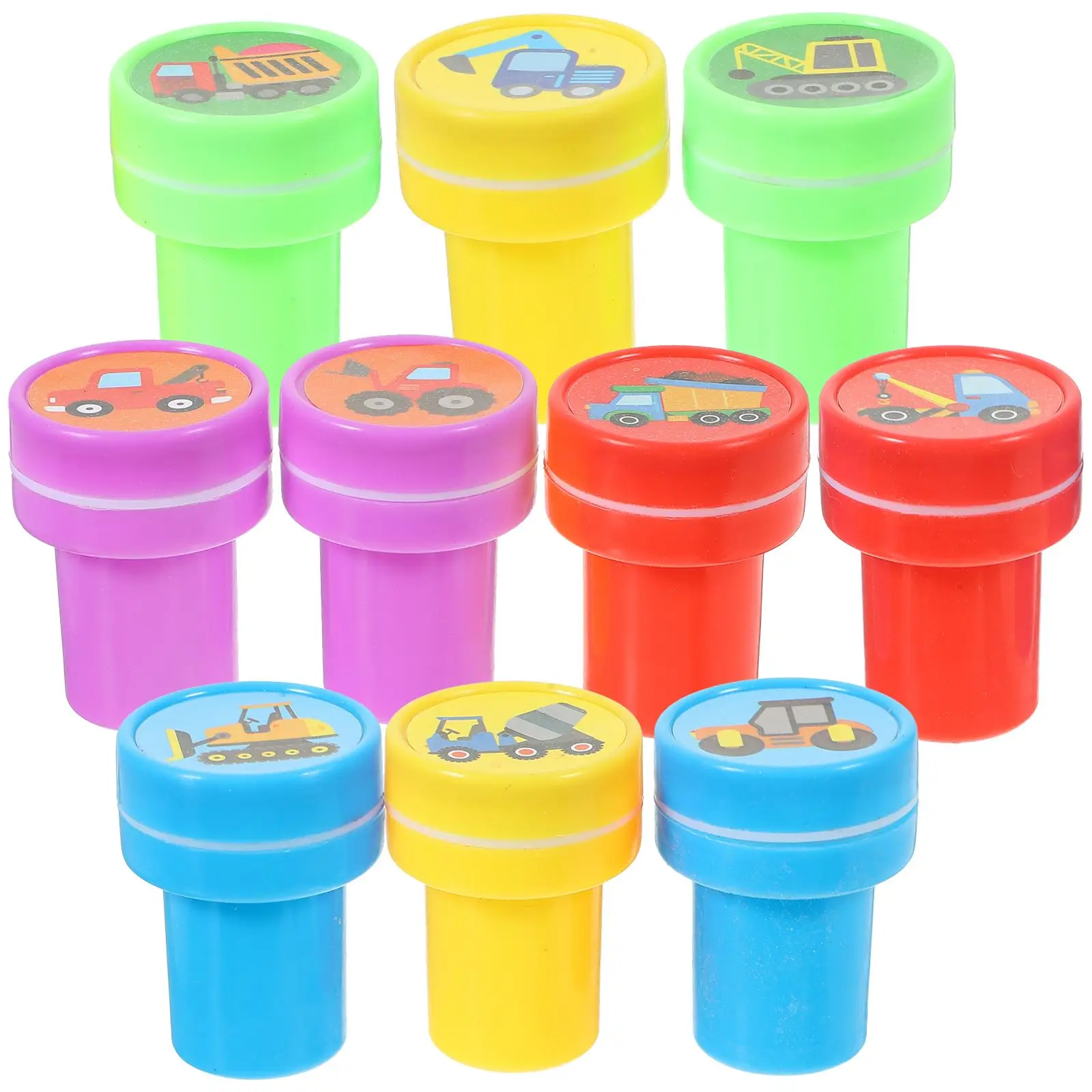 

10pcs Car Themed Stamps Construction Engineering Truck Stampers Kids toy Gift Party Favors Student Stamp Class reward stationery