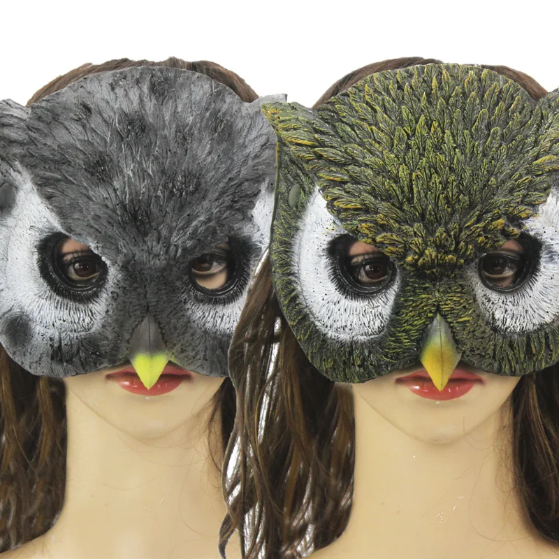 Halloween Full Face Owl Mask PU Material Animal Carnival Mask for Woman Costume Party Cosplay Props Performance Accessories