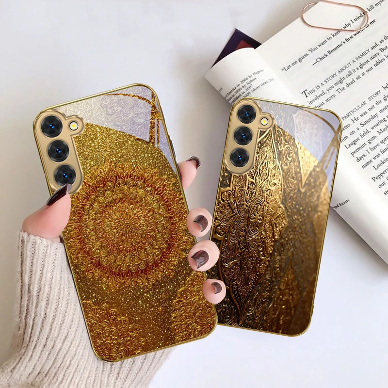 삼성 갤럭시 S20 FE S21 S22 S23 플러스 S24 울트라 S25 울트라 S21+ S9+ S22플러스 골든 클래식 엠블럼 골든 글래스 폰 케이스