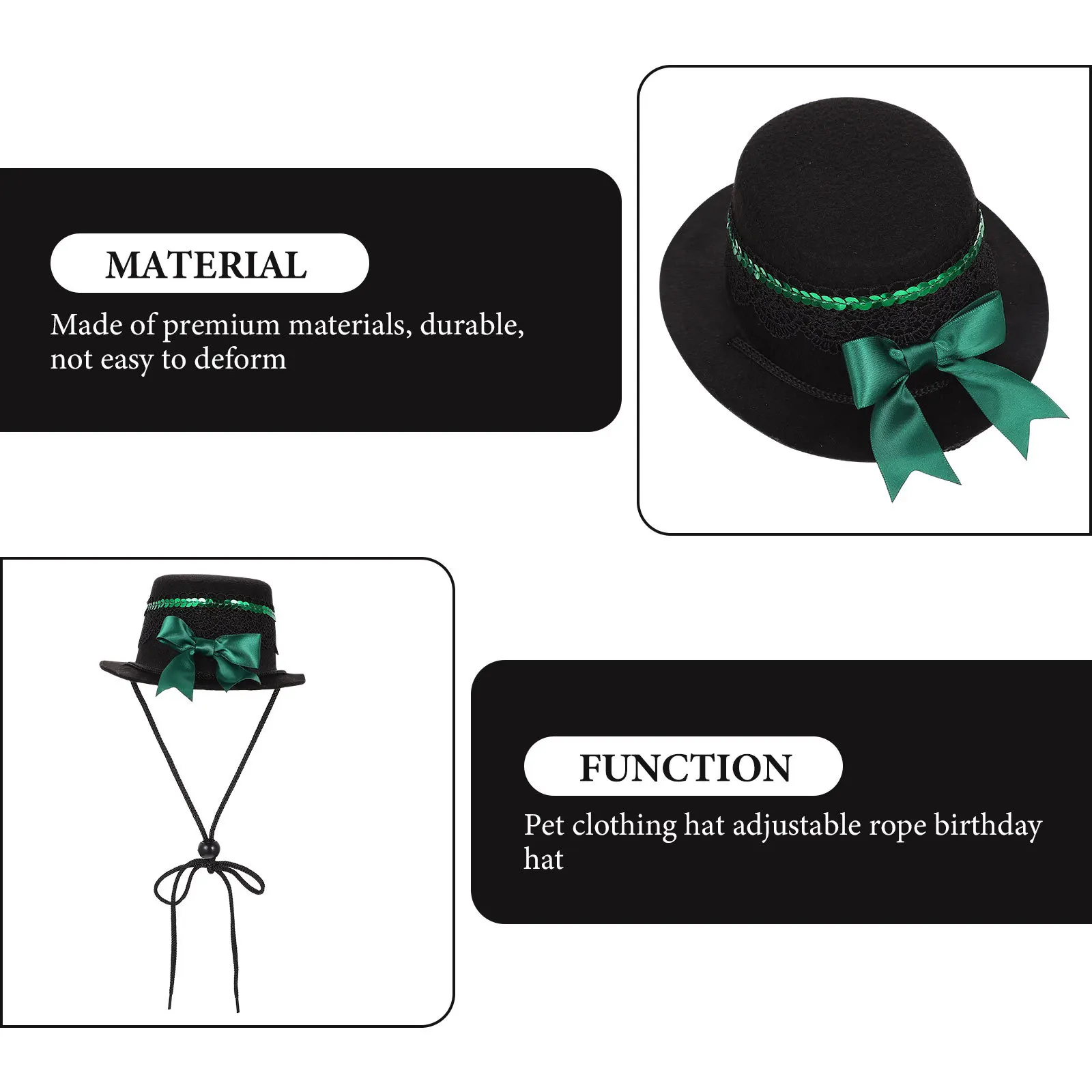 

Pet Bowler Hat Adjustable Lightweight Dog Cat Hat For Party Photo Prop Kitten Puppy Costume Headwear Wear-Resistant Small