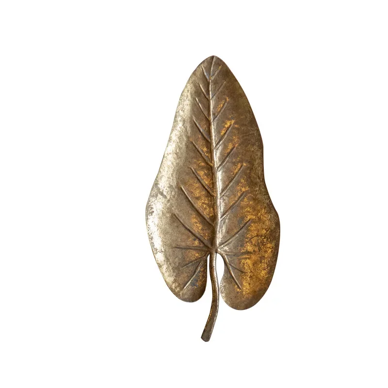 

French retro old tabletop ornament metal leaf small fruit plate