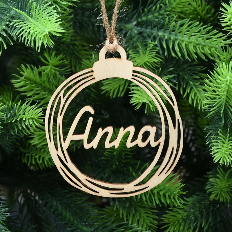 Custom-Made Christmas Different Names Tree Hanging Ornament Personalized Wooden Bauble Christmas Decoration DIY Wood Gift 2024