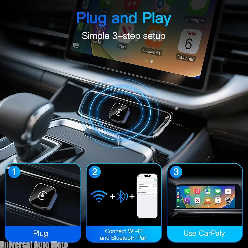 2026 Upgraded Wireless CarPlay Adapter Plug‑and‑Play CarPlay Dongle for iPhone Android Fast Stable Connection to Wireless