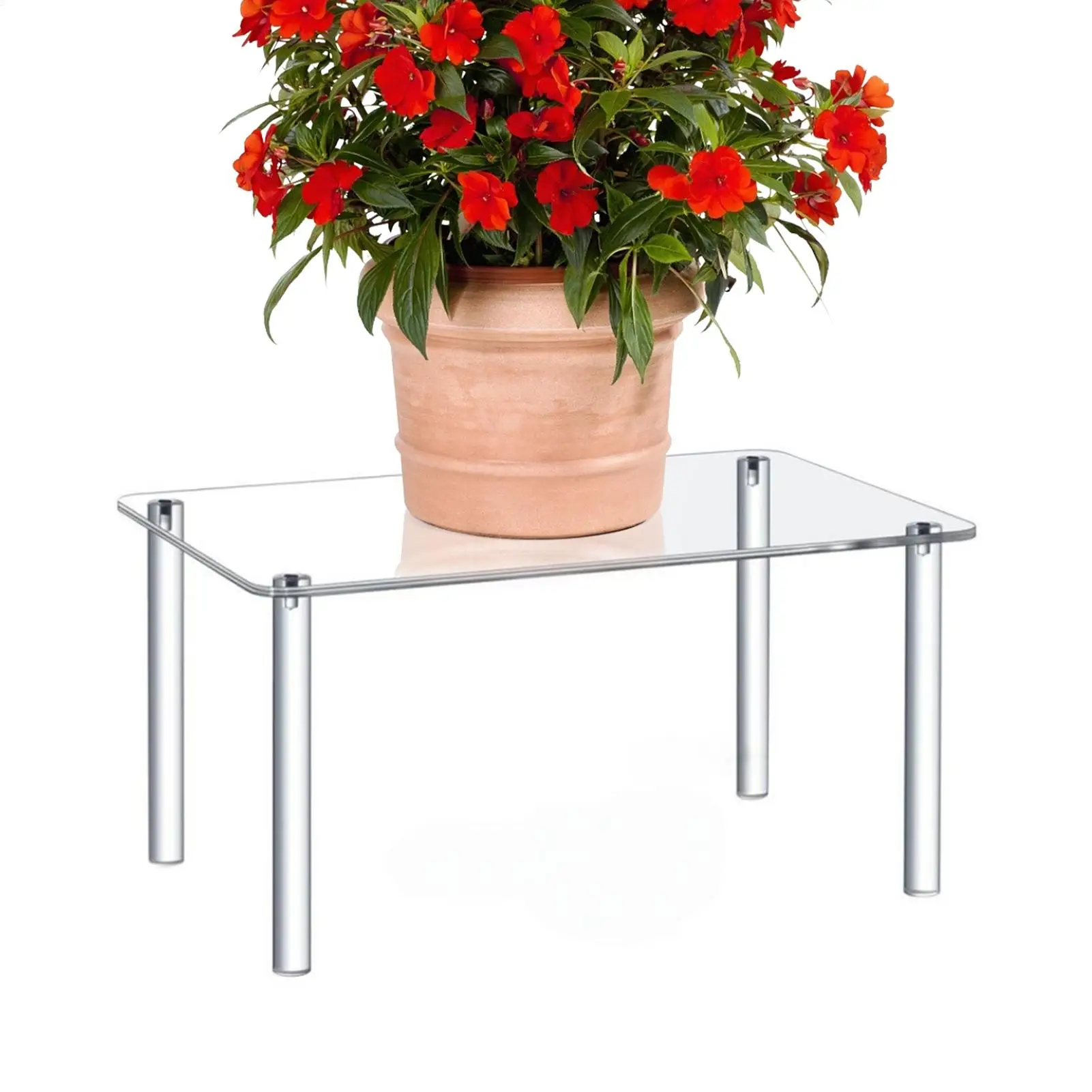 Acryl-Display-Ständer, transparent, 4-beinig, Pflanzenständer, Organizer, kleine Blumentopf-Display-Ständer für Schmuck, Sammlerfiguren
