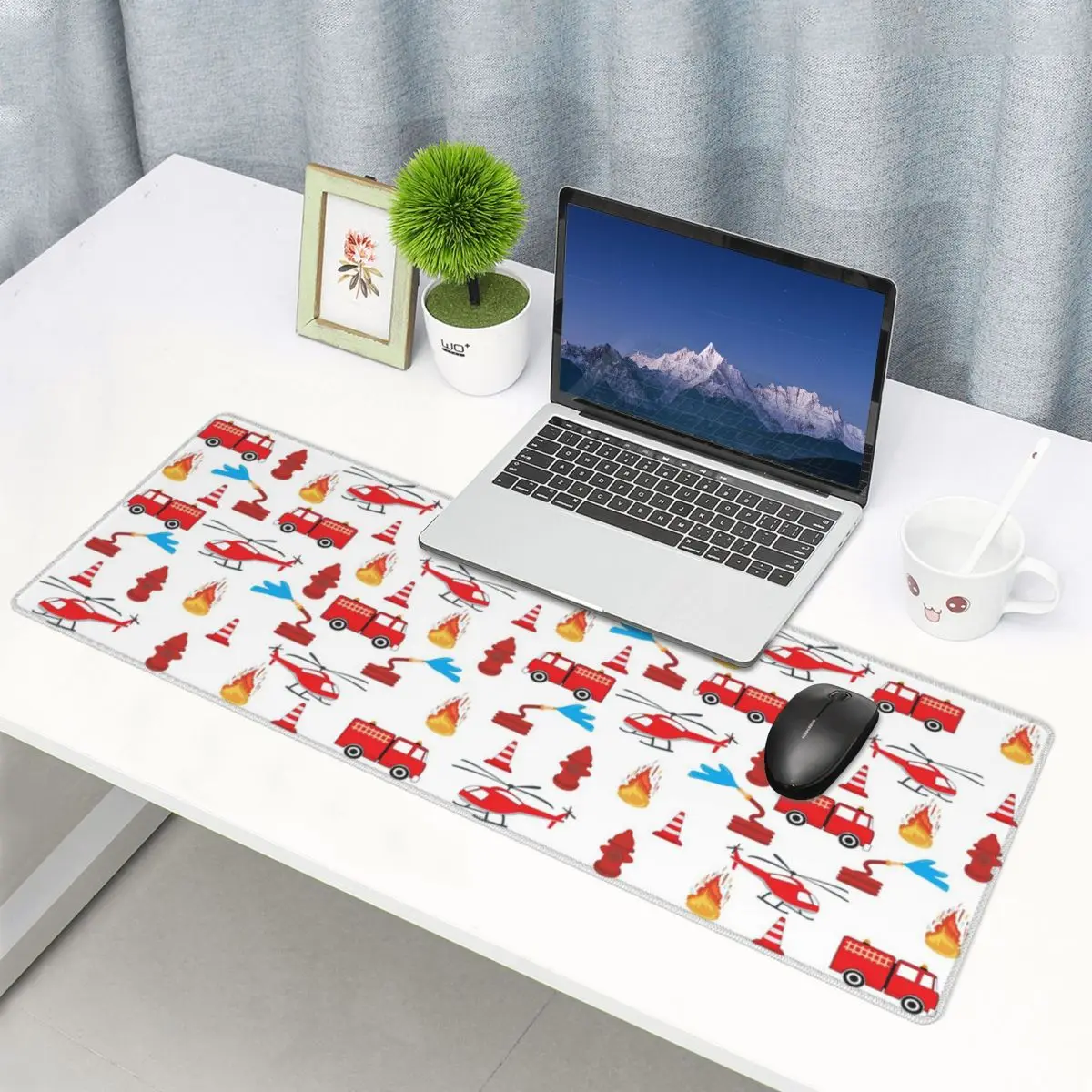 Large Mouse Pad Red Transport Fire Truck Engine Brigade Gamer PC Laptop Mats Keyboard Carpet Computer Gaming Desk Mat