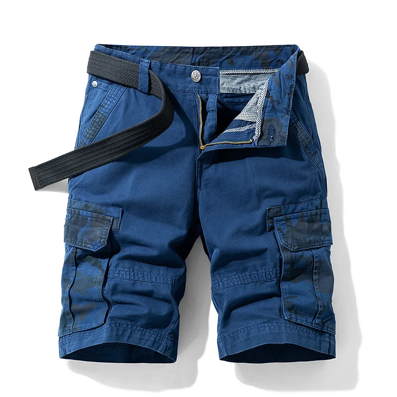 

2026 Summer Casual Men's Cargo Shorts New Trendy Knee-Length Pure Cotton Loose Straight Leg Simple Style Wear