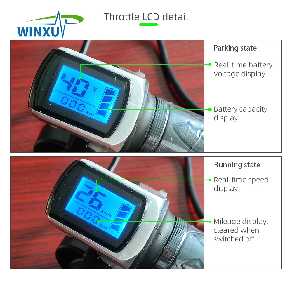 36V 48V 60V 1500W 45A E-scooter Brushless Motor Universal Controller LCD Speed Display Throttle Set for Electric Bicycle Scooter