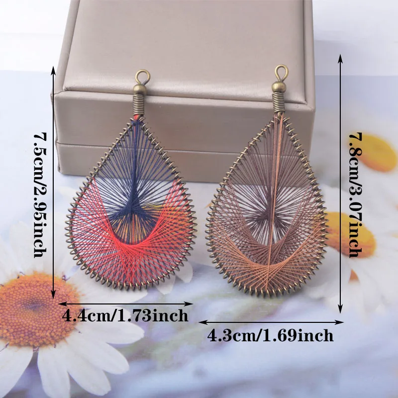 4 Stück/Set Böhmischer Stil Antike Bronze Wassertropfen-Quaste Großer Langer Anhänger DIY Damen Ohrringe und Halskette – Detail 4
