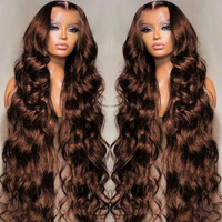 Chocolate Brown 13x4 Body Wave Lace Frontal Wigs Human Hair Bleached Knots Pre Plucked Lace Front Human Hair Wig #4 Virgin Hair