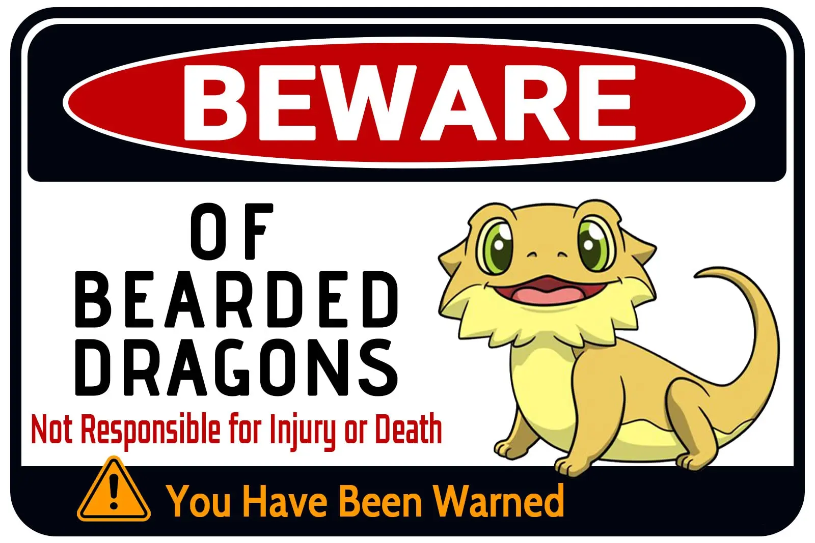 Beware of Bearded Dragons Sign for Bearded Dragon Cage Decor - Gift for Dragon Lover  (036)