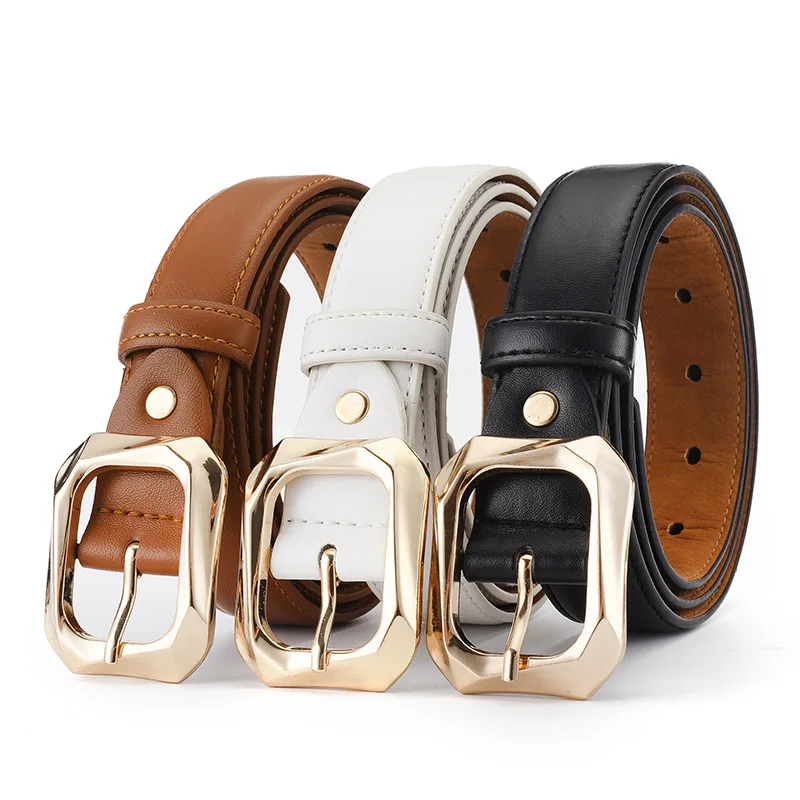 

Fashion Pu Leather Belts for Women Square Metal Pin Buckle Belt Ladies Luxury Trend Waistband Female Dress Jean Pants Decoration