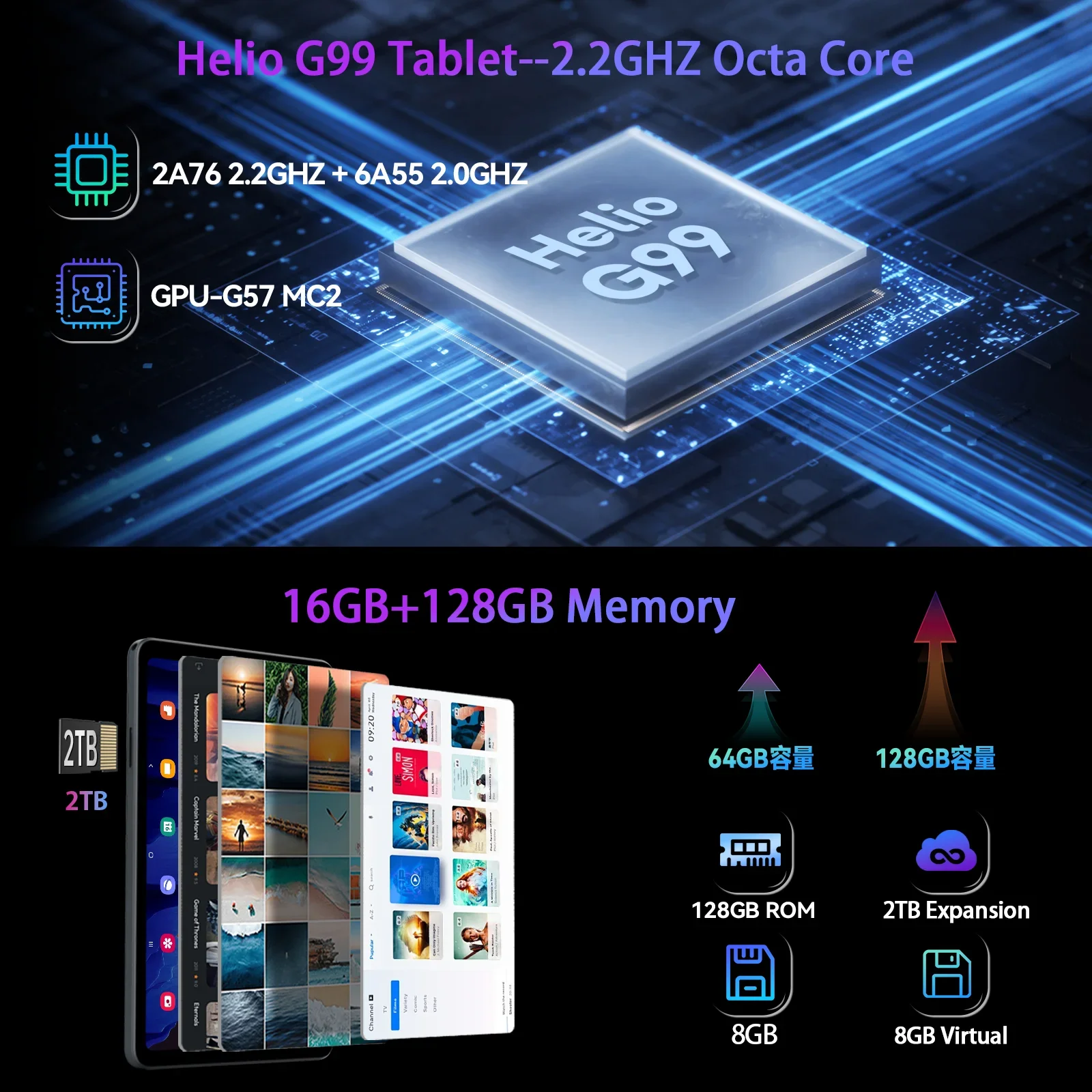 Alphawolf APad2 Tablet 8 inch 16+256GB 2560*1600 2.5K FHD G99 CPU SIM 4G LTE Android14 Tablet Widevine L1 6500mAh 8+16MP Camera