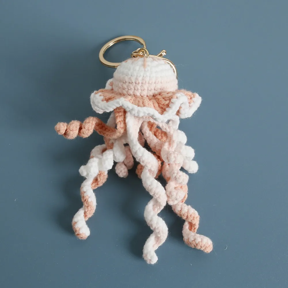 Fashion Ocean Series Crochet Keychain Handmaking Animal Doll Knitted Keyrings Jellyfish Dolphin Crochet Shark Doll Car Key Ring