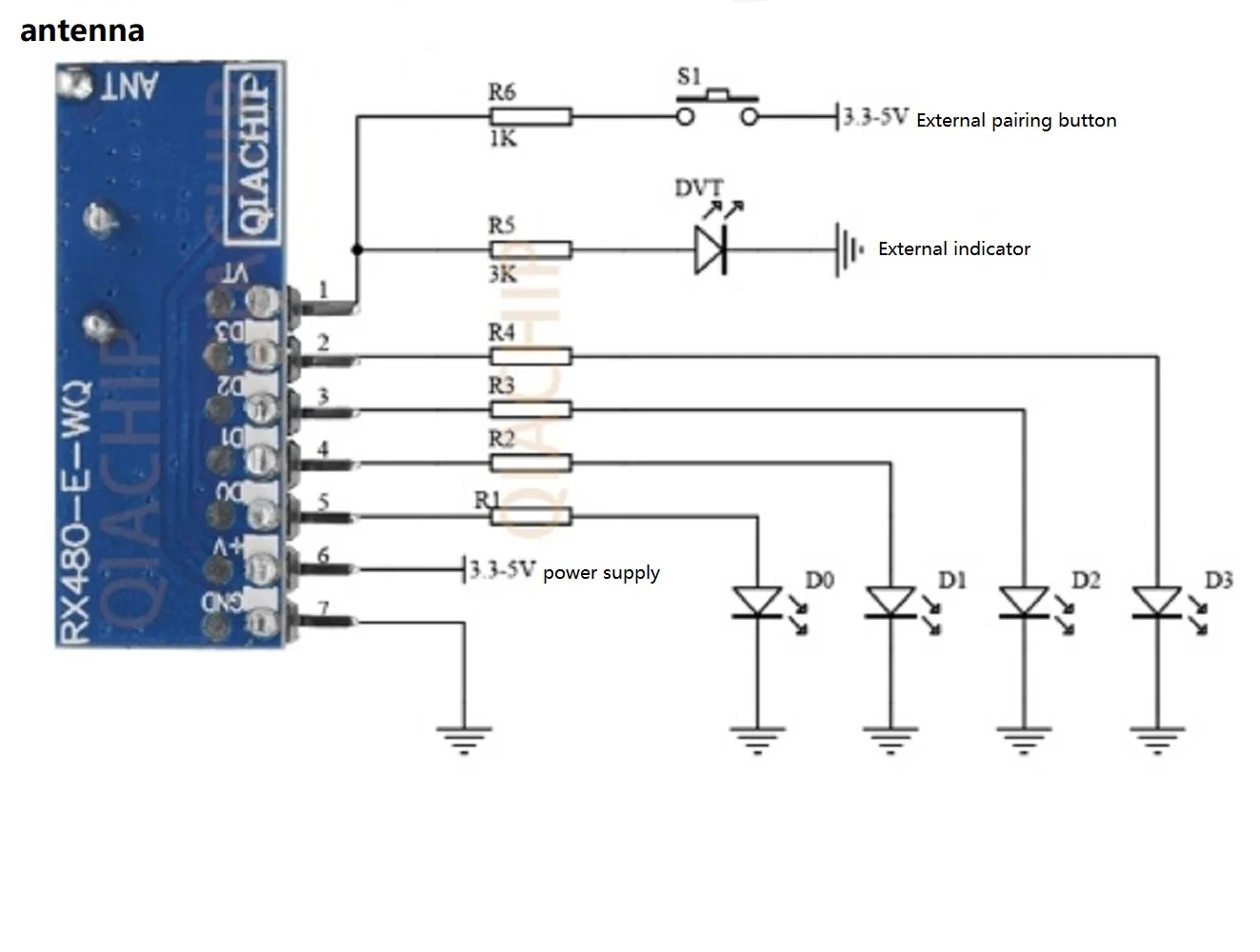 315mhz RF Receiver Learning Code Decoder Without Pins Module 315 Mhz Wireless 4 Channel output Diy Remote Control 1527 Encoding