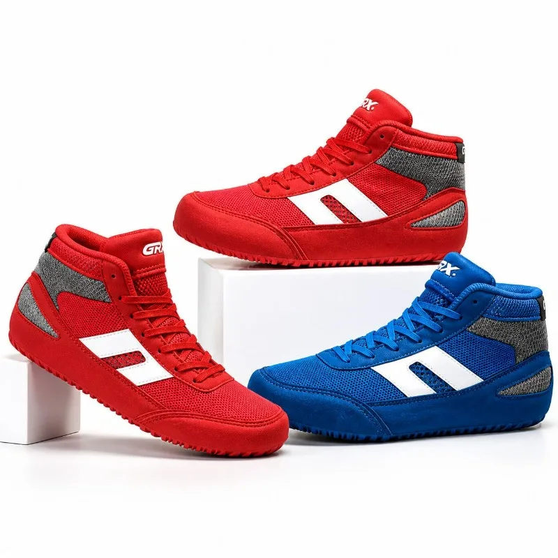 2026 New Wrestling Boots for Men Women Red Blue Boxing Shoe Unisex Mesh Breathable Fighting Boots Youth Anti-Slip Wrestling Shoe