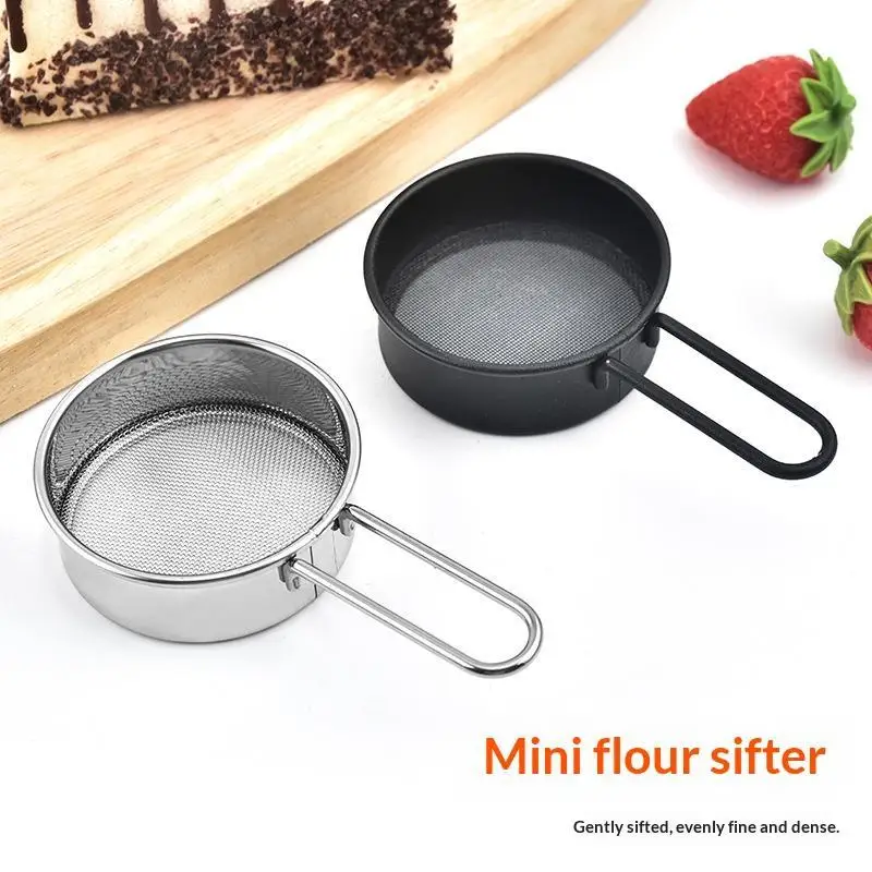 Flour Sifter For Baking, Flour Or Powdered Sugar Shaker Duster With Handle, Stainless Steel Baking Tools Dusting Flour Sieve