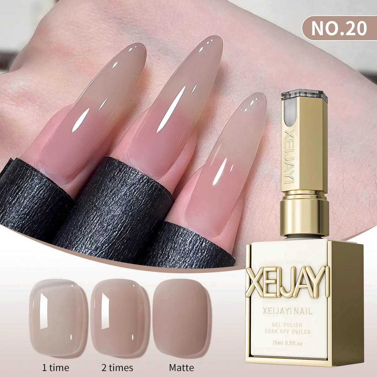 1/6 stuks 15 ml Jelly Ice Nude Peelable Polish, UV/LED - set, formaldehyde - gratis. Ovaal, glanzend. Goed voor salon en doe-het-zelf