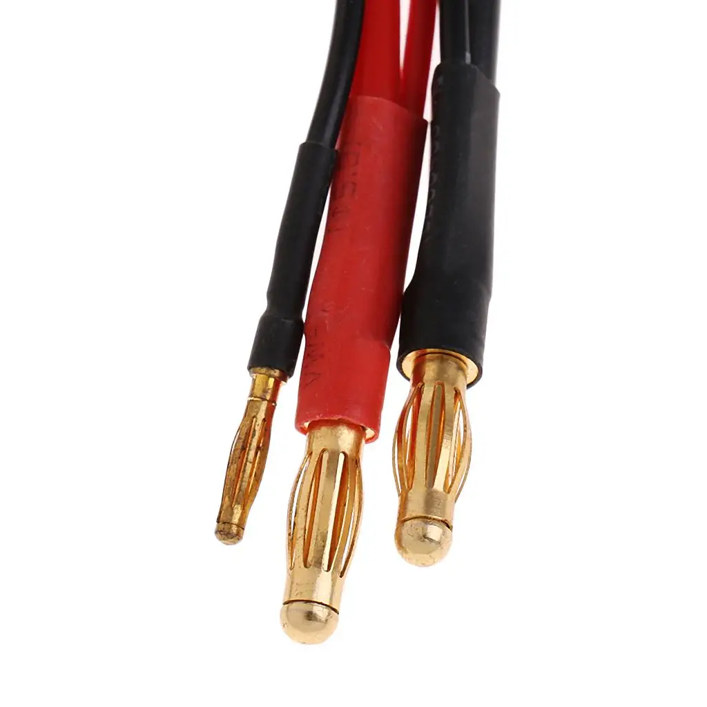 Cable macho a enchufe rojo (2x) 4mm y (1x) 2S Apx 9 "-10"