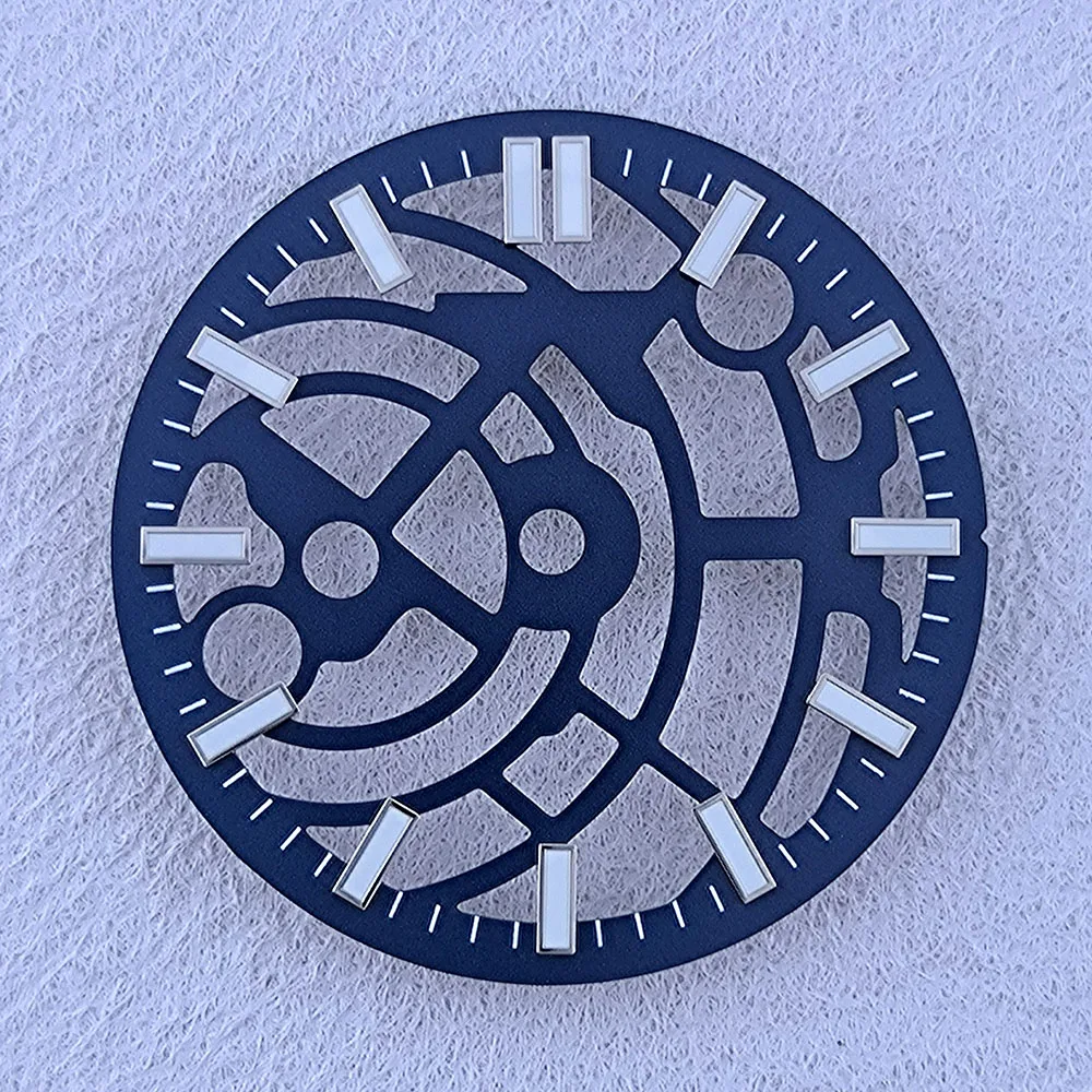 NH70 Полый циферблат для мужских часов, черный, синий циферблат, 28,5 мм, набор рук, синий светящийся циферблат, инструменты для ремонта механизмов NH70