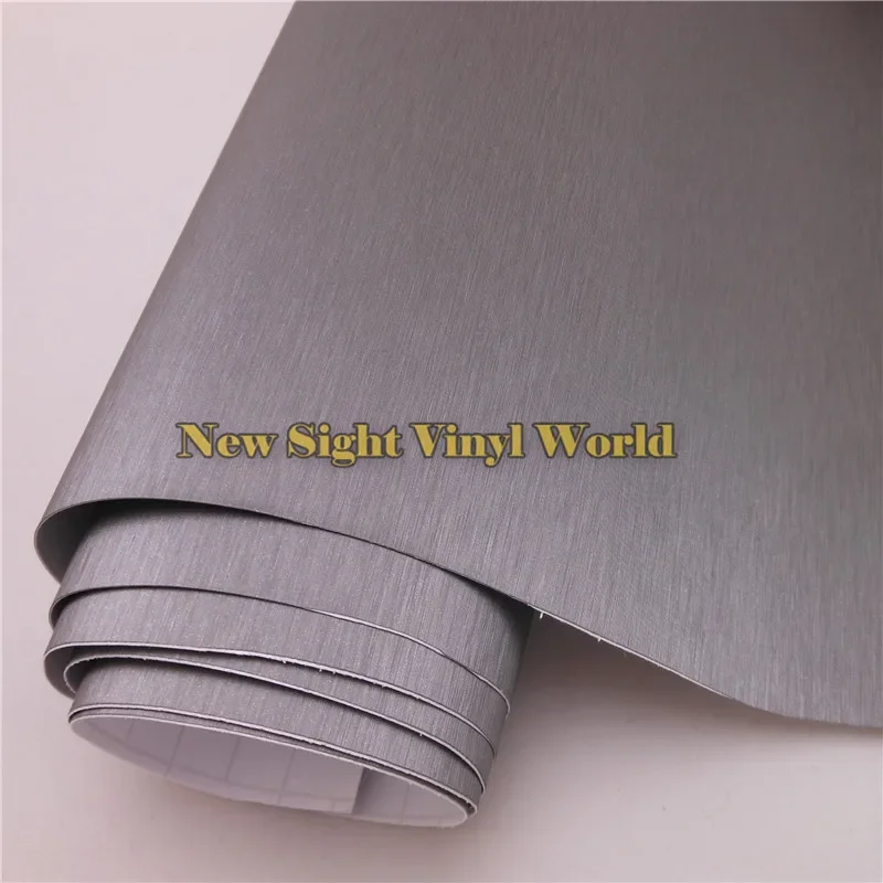 

High Quality Gray Brushed Titanium Vinyl Wrap For Car Stickers With Air Bubble Free Size: 1.52*30M/Roll