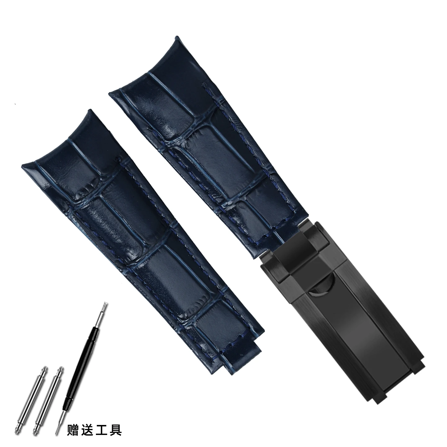 حزام ساعة من الجلد على شكل فم قوس لساعة رولكس الغواصة أسود أخضر شبح الماء GMT كونغبا دايتونا 20 مللي متر سوار معصم للرجال