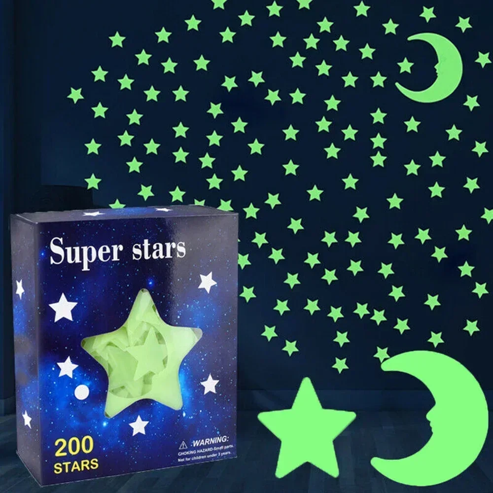 Luminous Moon Stars Wall Stickers For Kids Room Bedroom Decor Glow In The Dark Wall Decals Noctilucent Stickers Home Decor