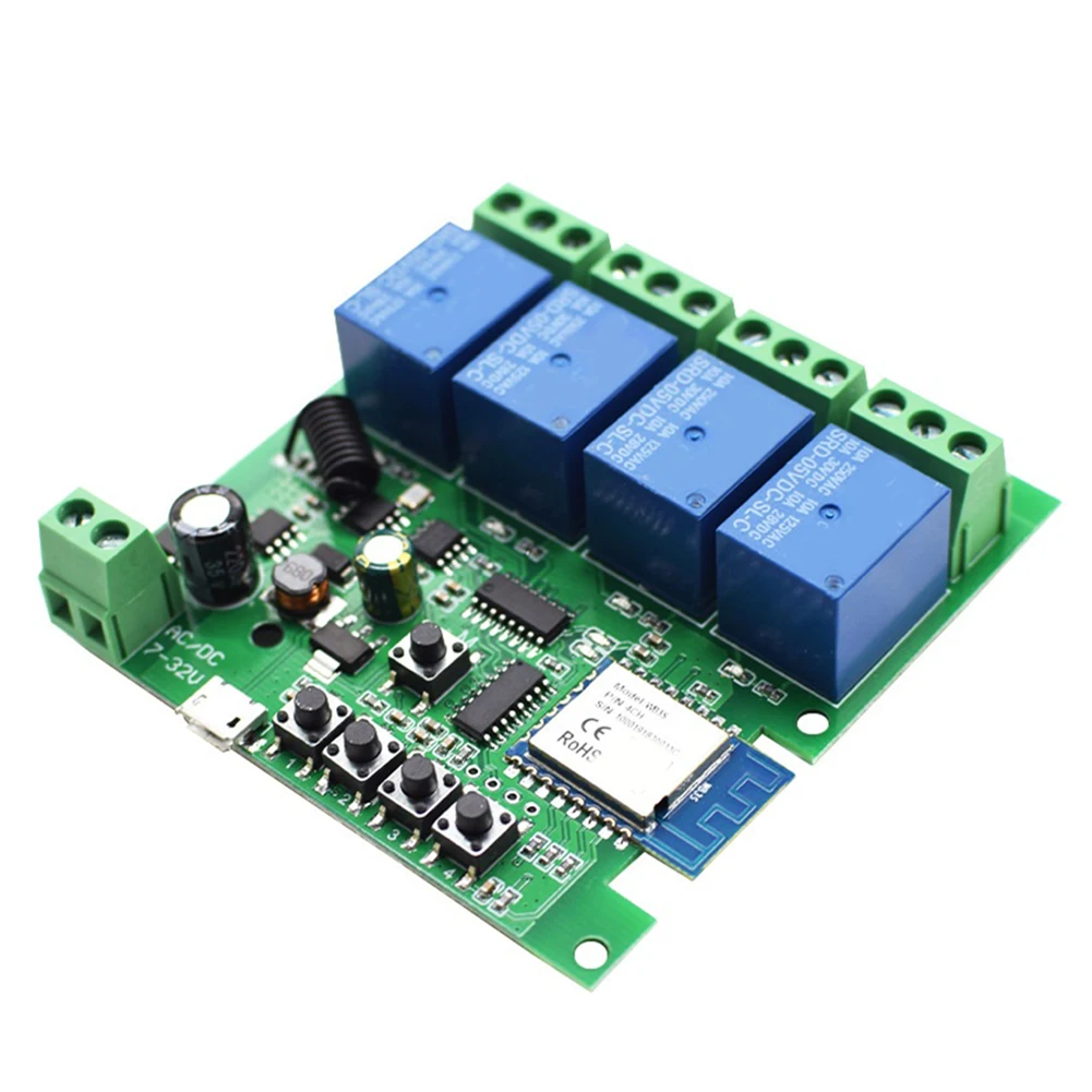 

1pc For WIFI RF Voice Based Smartphone Intelligent Control Module Switch 4CH Relay Module Switch DC5-32V Relay Switch