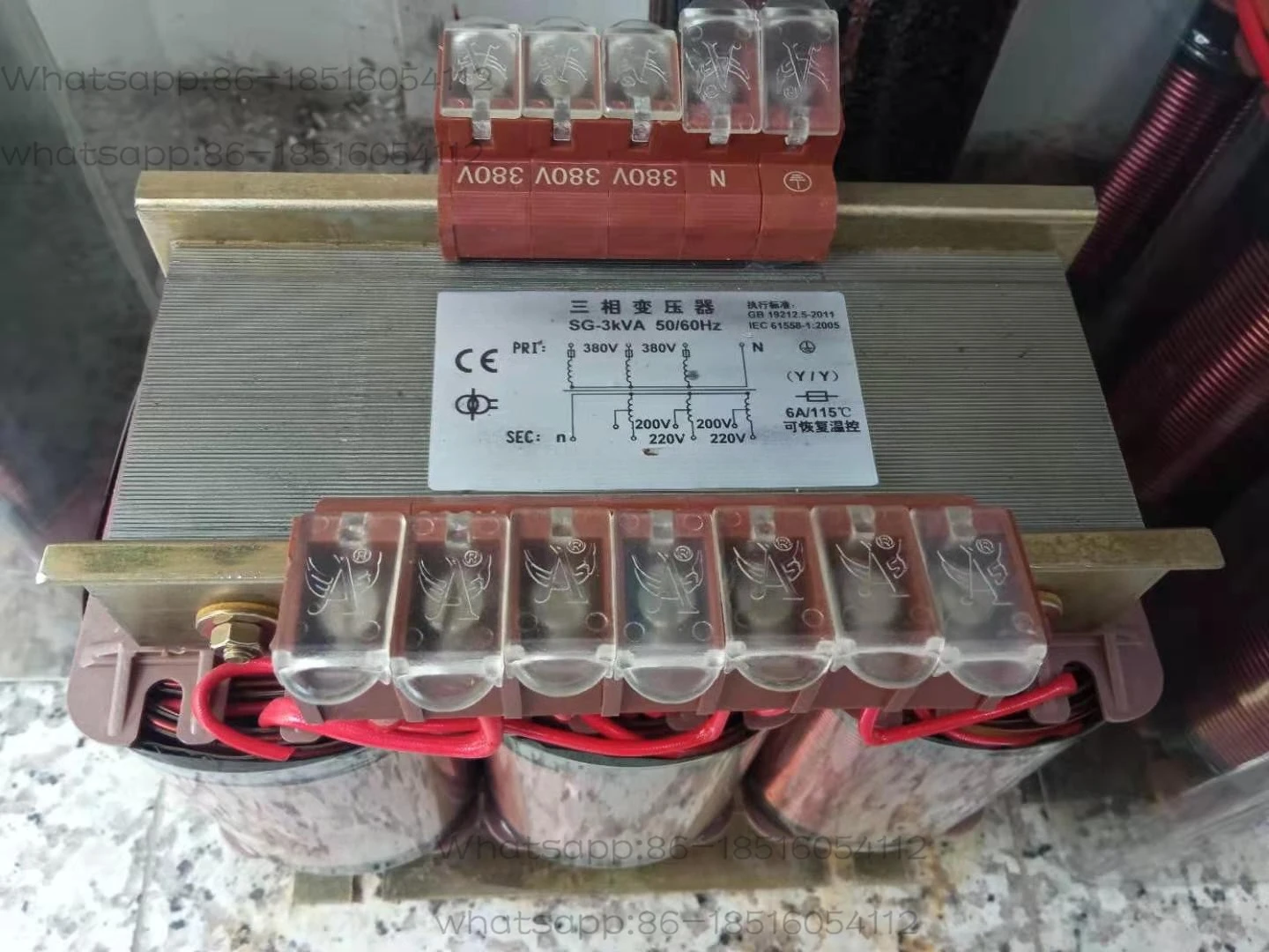 

SG-3KVA Three-phase Transformer 380V To 220V6A115 Degrees