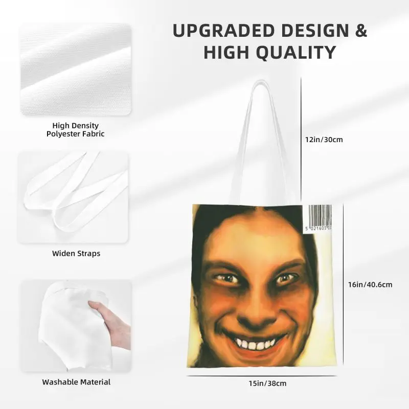 Aphex – sac de Shopping en toile double personnalisé, fourre-tout pour femmes, épicerie de recyclage, artistique de musique électronique britannique