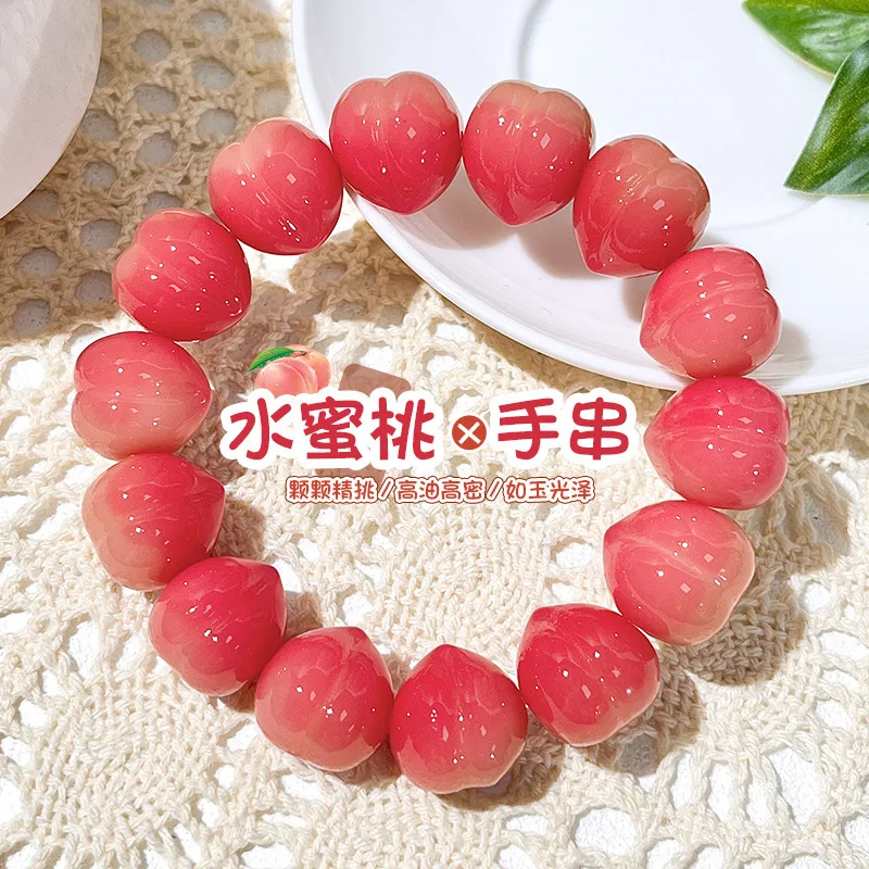 菩提桃学生ブレスレット仏教ビーズ