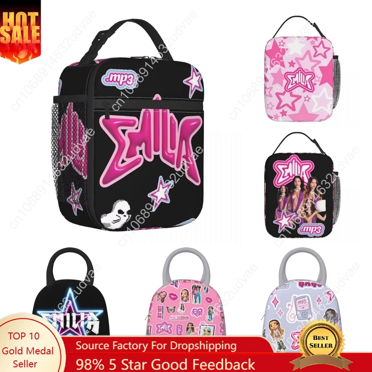

Emilia Mernes Mp3 Product Insulated Lunch Bag For Outdoor Storage Food Boxes Portable Cooler Thermal Lunch Box