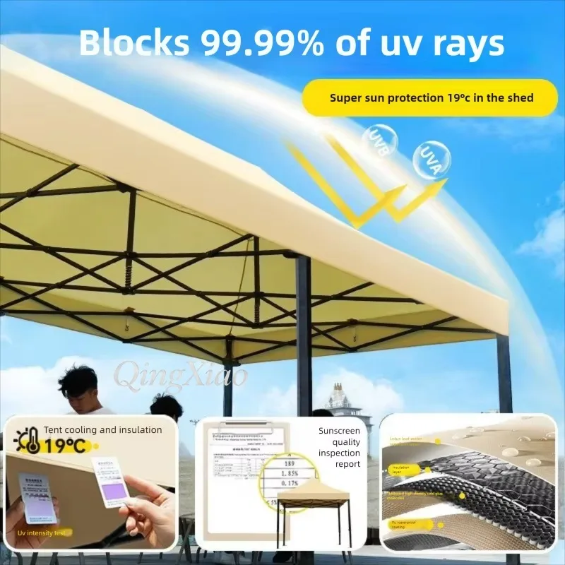 4 Leg Pop Up Canopy Tent Outdoor Heavy Duty Waterproof Sun Shade Awning for Market Stall Patio Party Shelter with Roller Bag