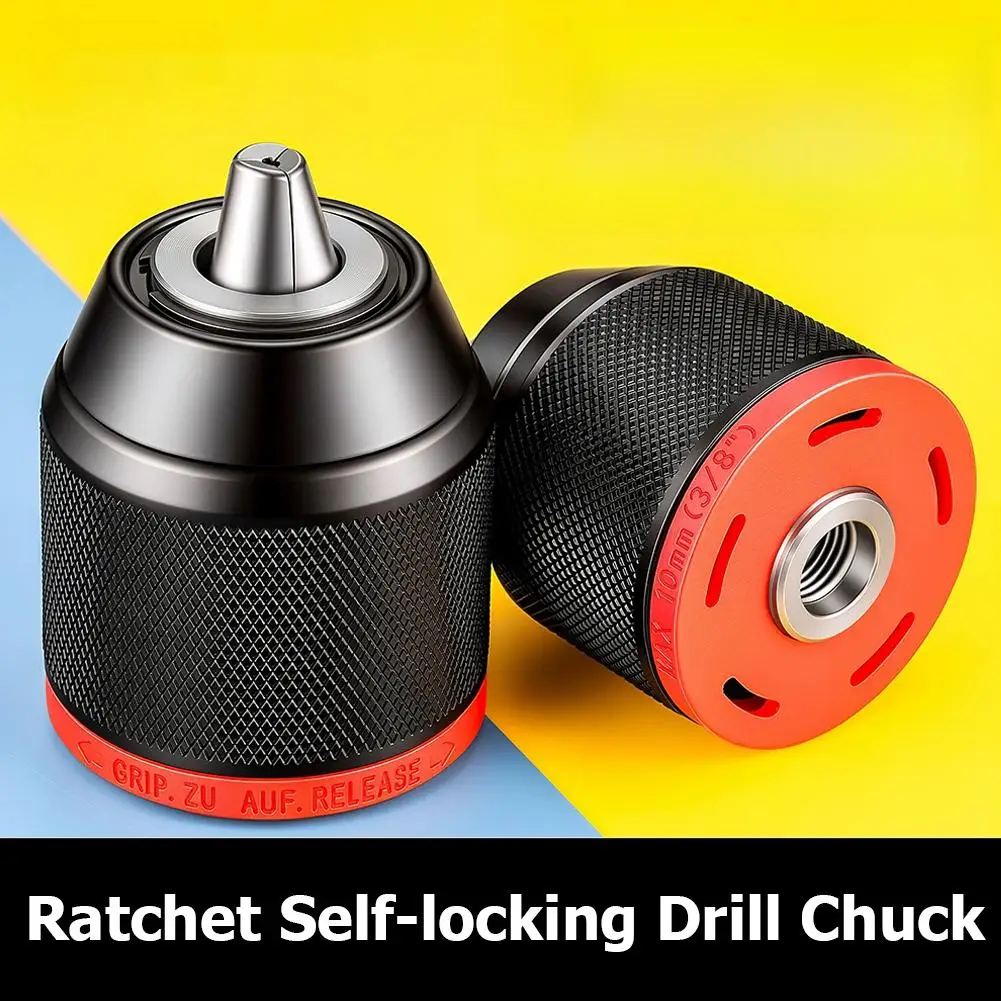

Ratchet Self-Locking Drill Chuck Three-Jaw Clamping Industrial Grade Metal Keyless Drill Chuck for Electric Impact Drill