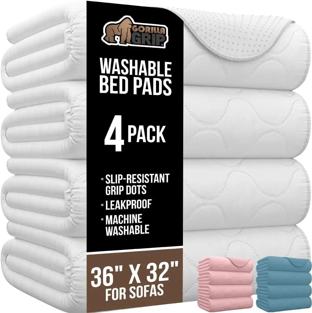 

Washable Underpads, Waterproof Reusable Heavy Absorbency Ontinence Bed Pads, Leak Proof Toddler Mattr Pad, 36X32 4 Pack, Slip