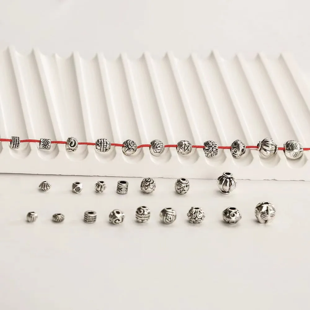 Silver vintage alloy lantern-shaped scattered beads pumpkin flying saucer round diy necklace bracelet accessory