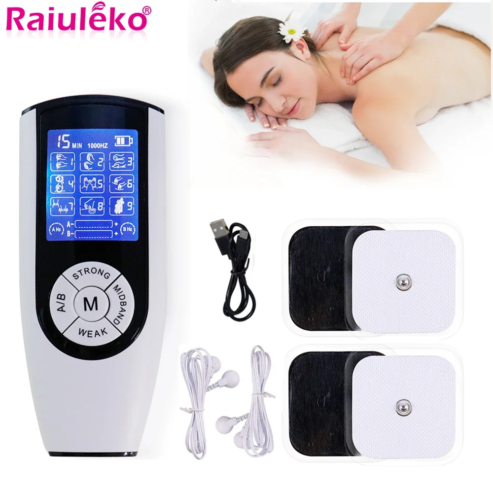 Myostimulation 9 Mode Tens Massager EMS Muscle Stimulator Electric Pulse Acupuncture Digital Therapy Machine Body Slimming Relax